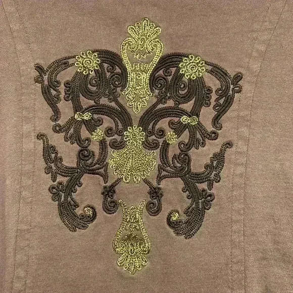 Soft surroundings sized small, brown, zip up jacket embroidered back pockets - Picture 2 of 6